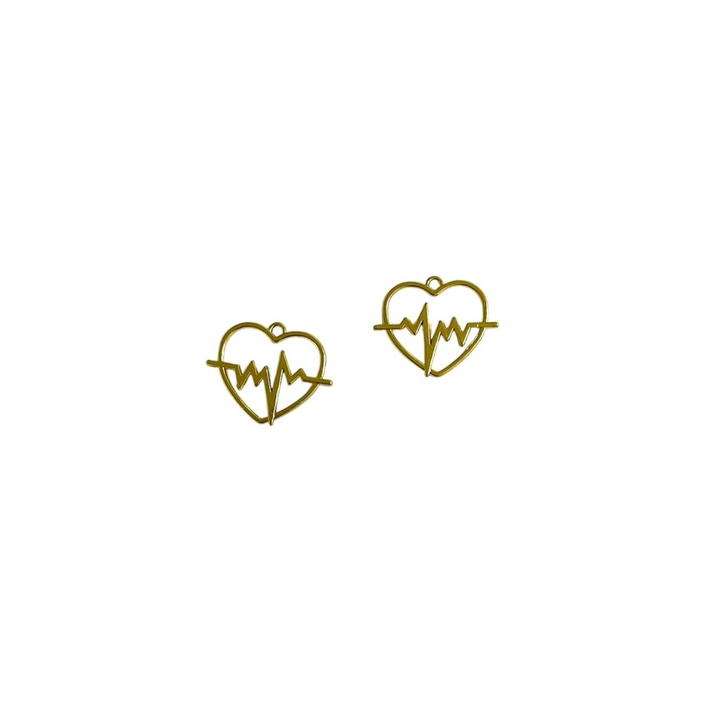 Heartbeat Heart Shape Frame Gold Plated Charms DIY Jewelry Earrings Necklace